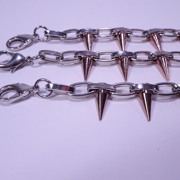 Joomi Lim Women's Silver Rose Gold Single Row Spike Bracelet Silver NWOT 159 - Picture 12 of 13